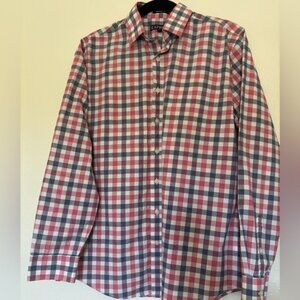 Express Red and Blue Casual Button Down Shirt